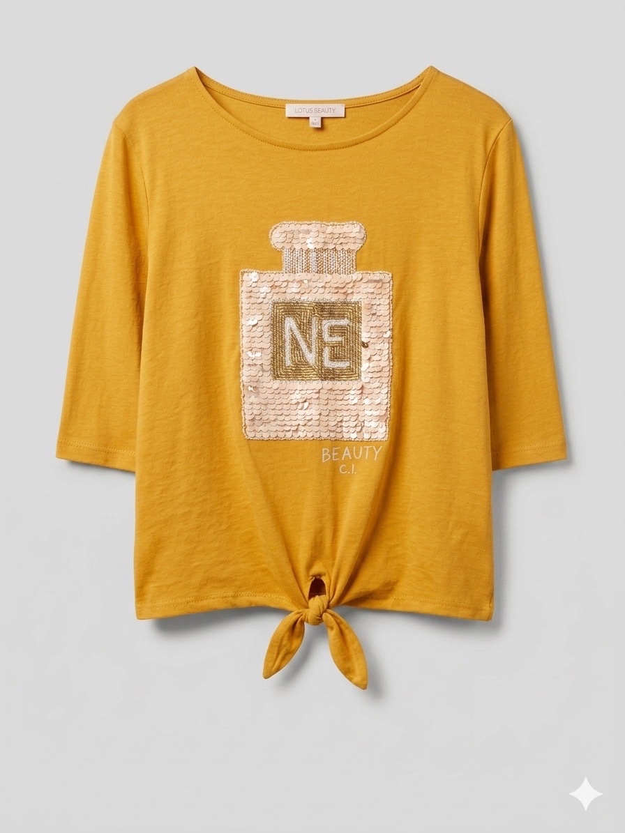 T-shirt avec motif à sequins noué devant 