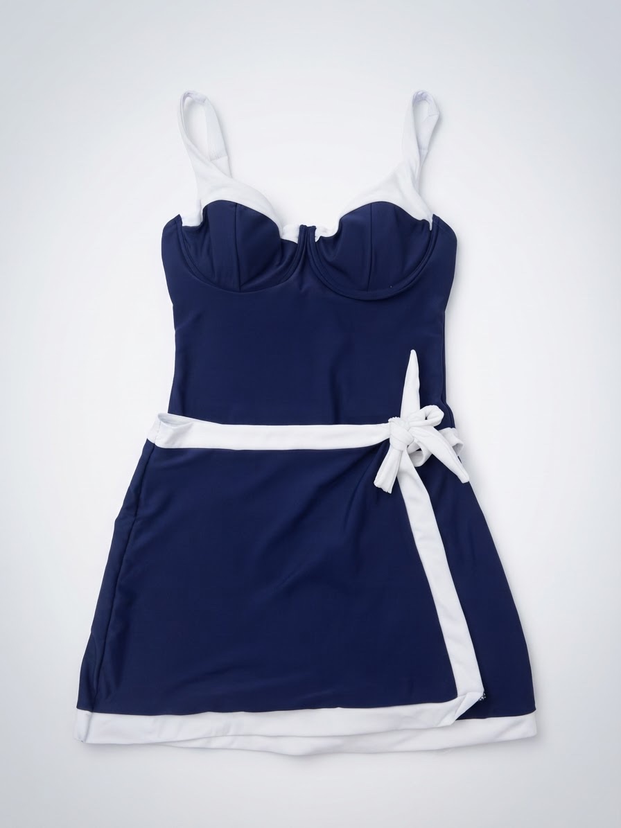 Maillot avec cache blanc et bleu