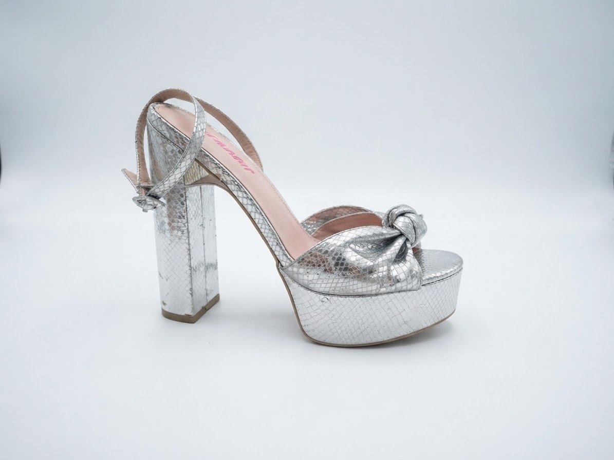 Sandale argent croco