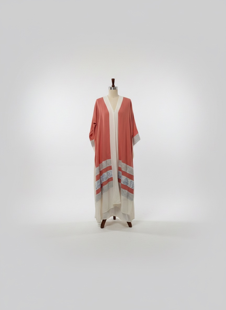 Abaya rose et blanc