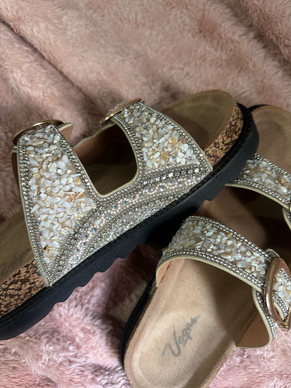 Mule sandale confortable avec strass 🌸