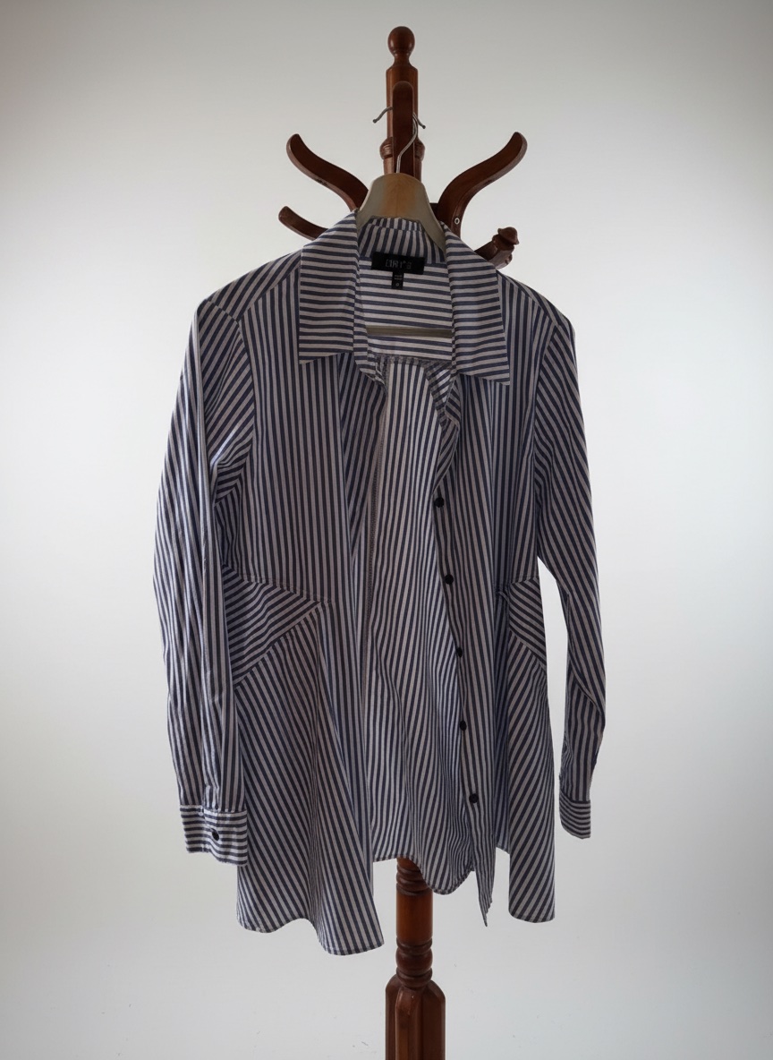 Chemise rayee blanc et bleu coton 