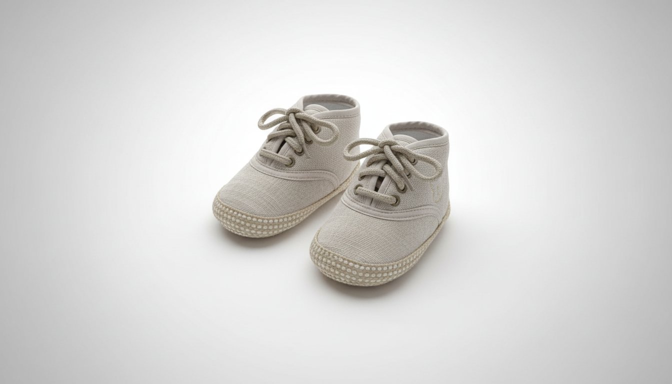 Mignons Chaussons Style Espadrilles en Toile Beige