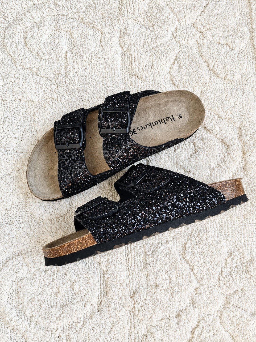 Sandales Babunkers à paillettes noires