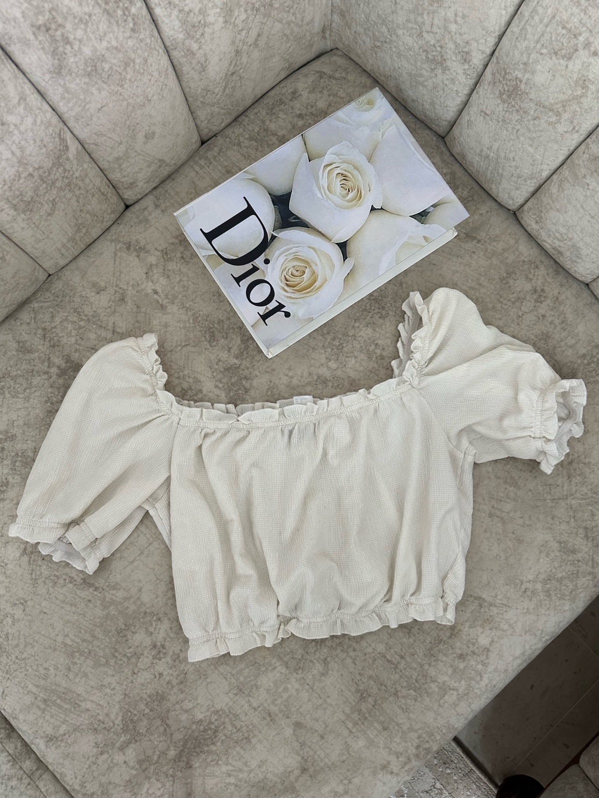 Crop top blanc H&M épaules dénudées