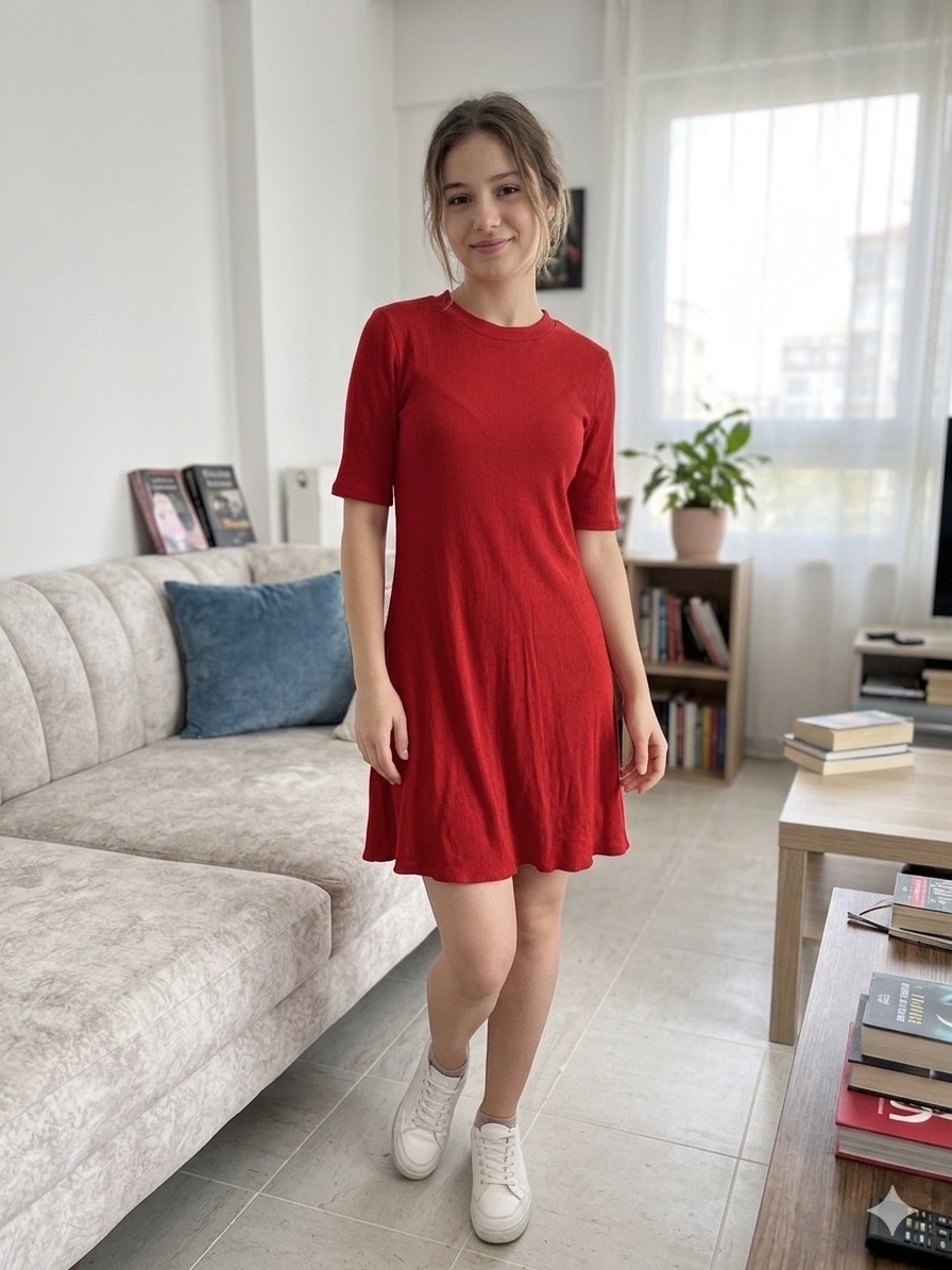 Robe rouge cloche courte taille S