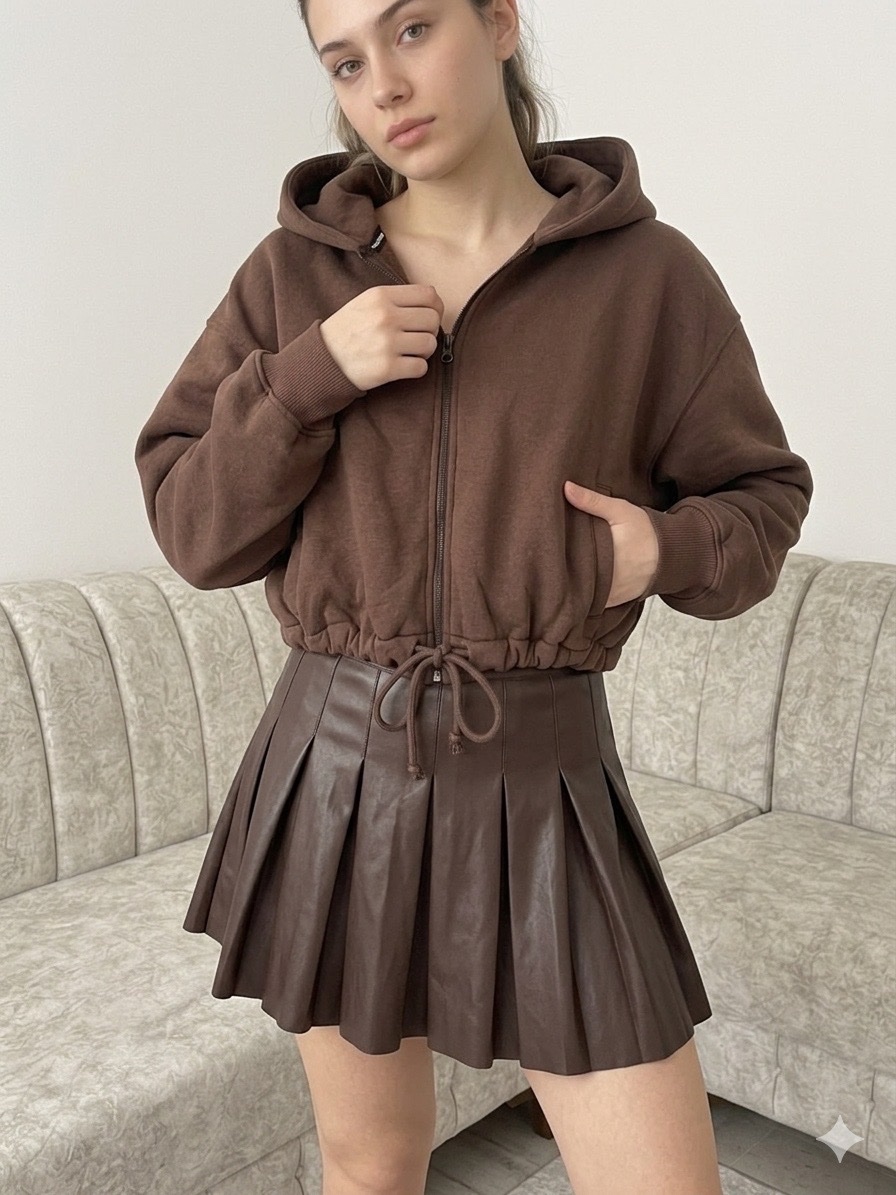 Capuche court de couleur marron