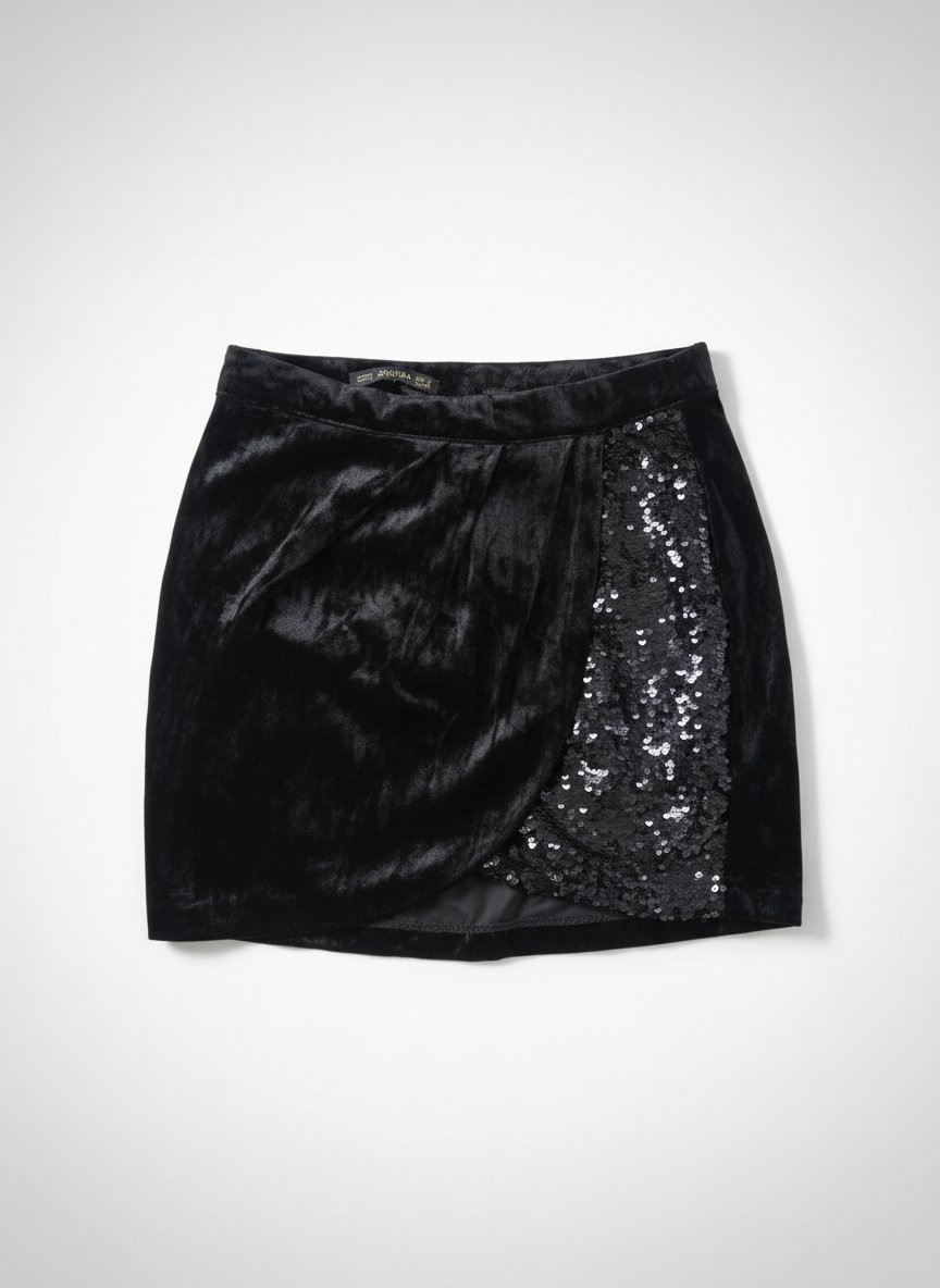 Jupe velour strass 
