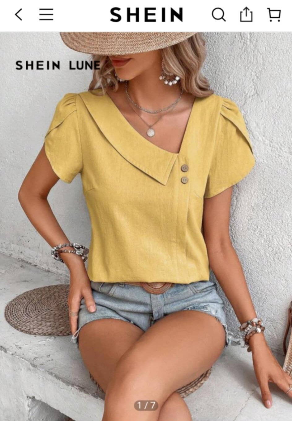 Haut d'été asymétrique jaune SHEIN LUNE [Taille]