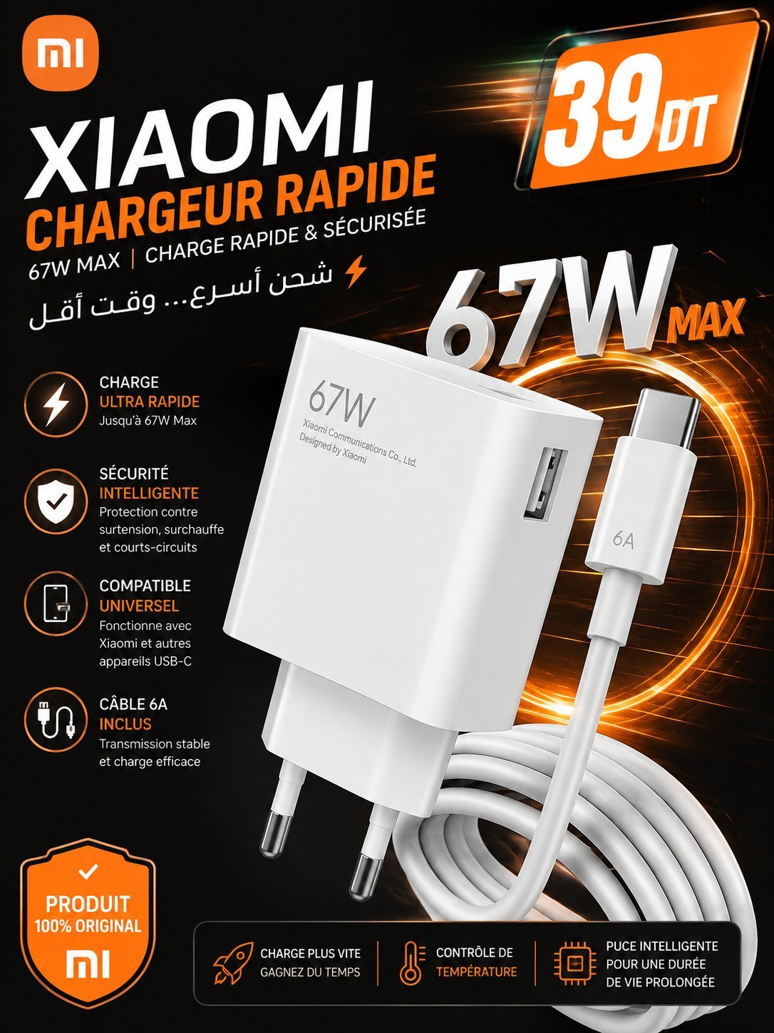 Chargeur rapide 67w