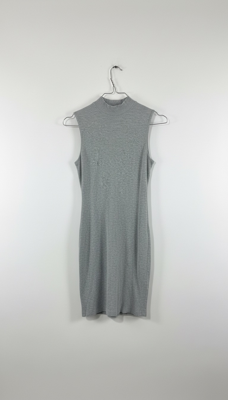 Robe gris mini col montant