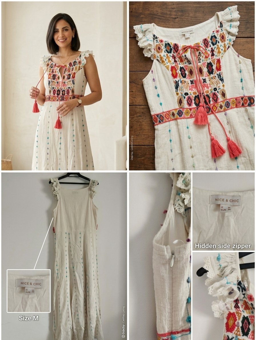 Robe longue brodée Nice & Chic