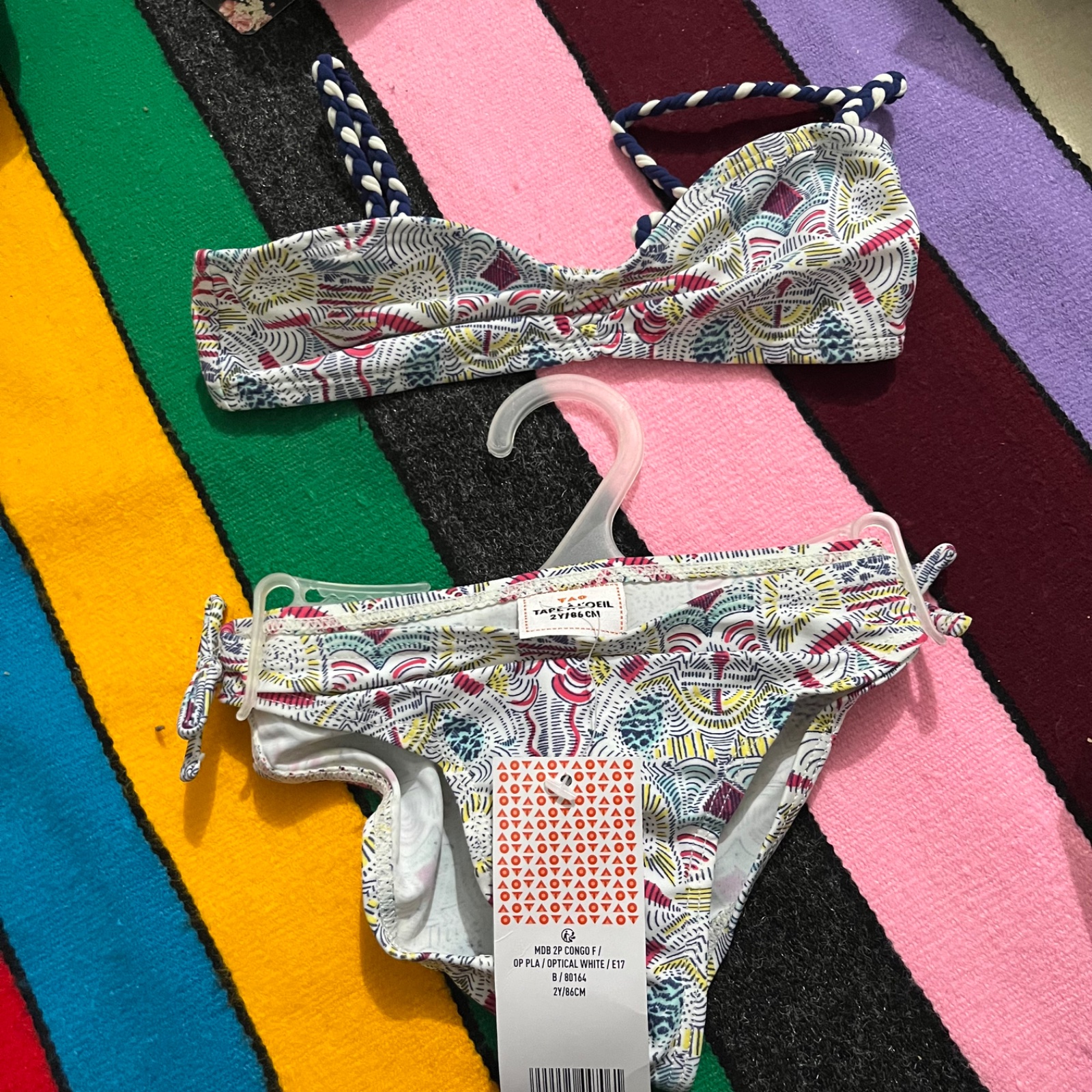 Lot vetements 8 maillots 2 pieces taille 2ans (8 pieces) et un short bleu clair taille 18mois . Neufs avec etiquettes importé France