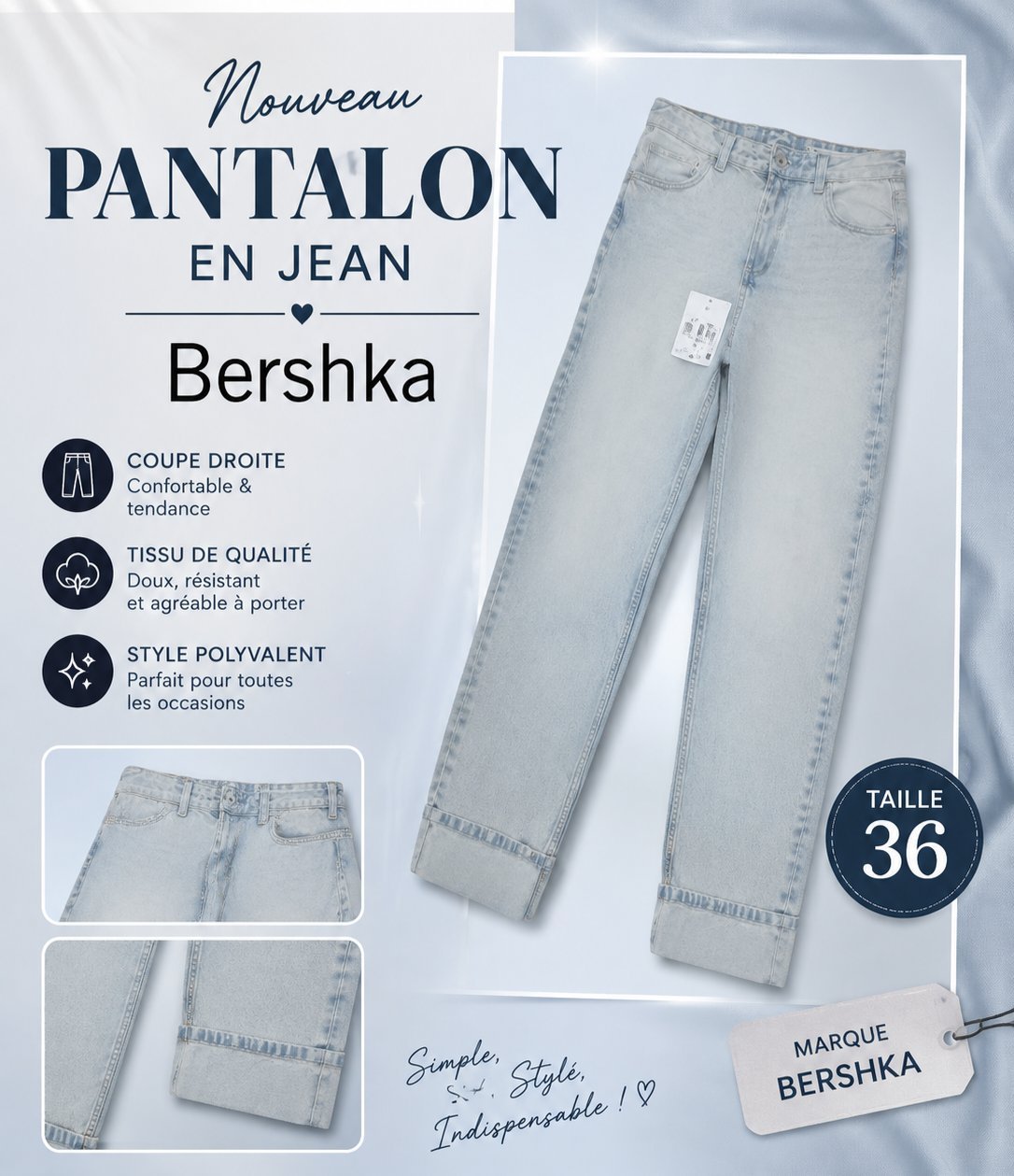 Pantalon jean bershka 