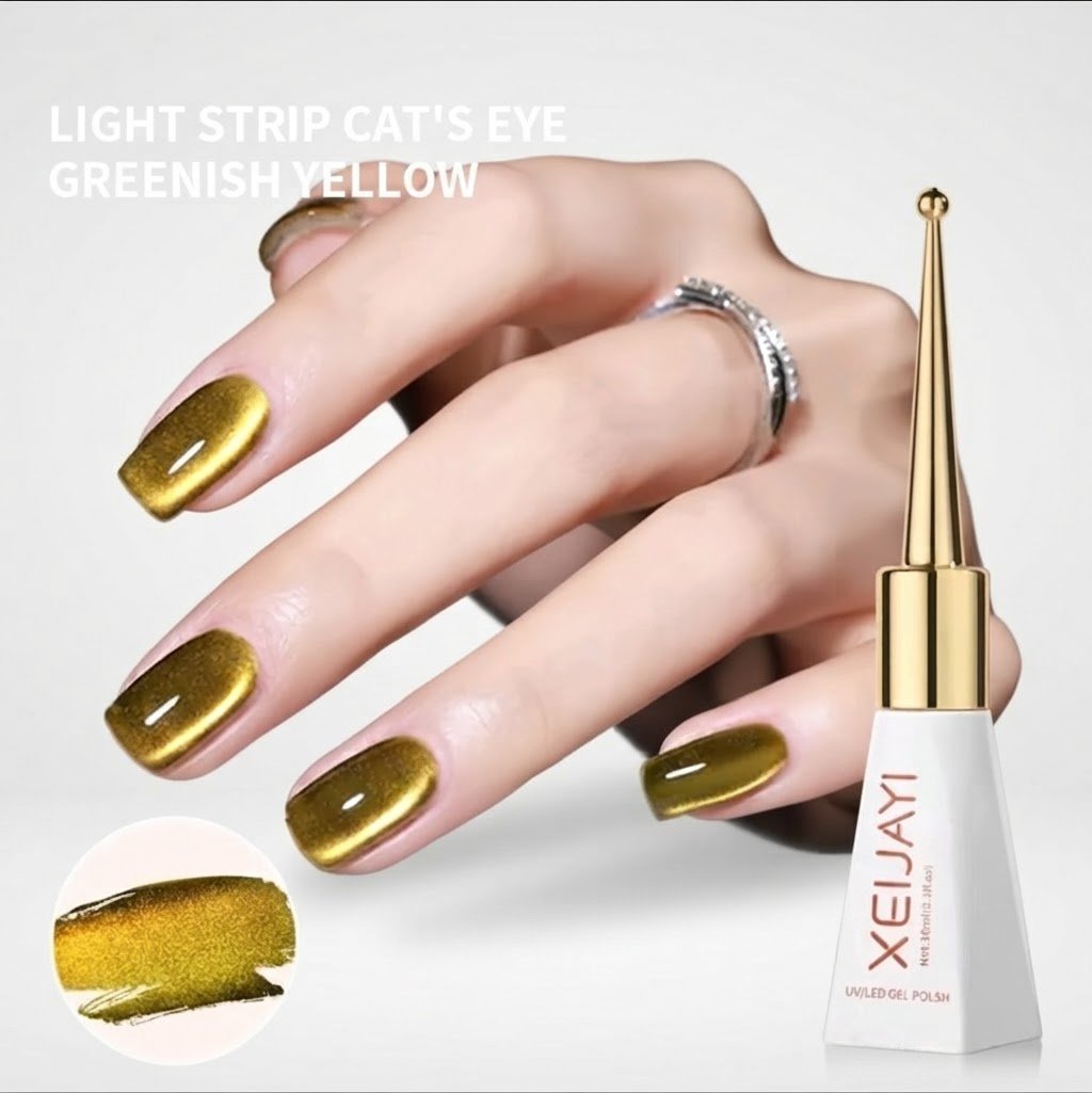 Vernis permanent xeijayi effet cat eye doré 