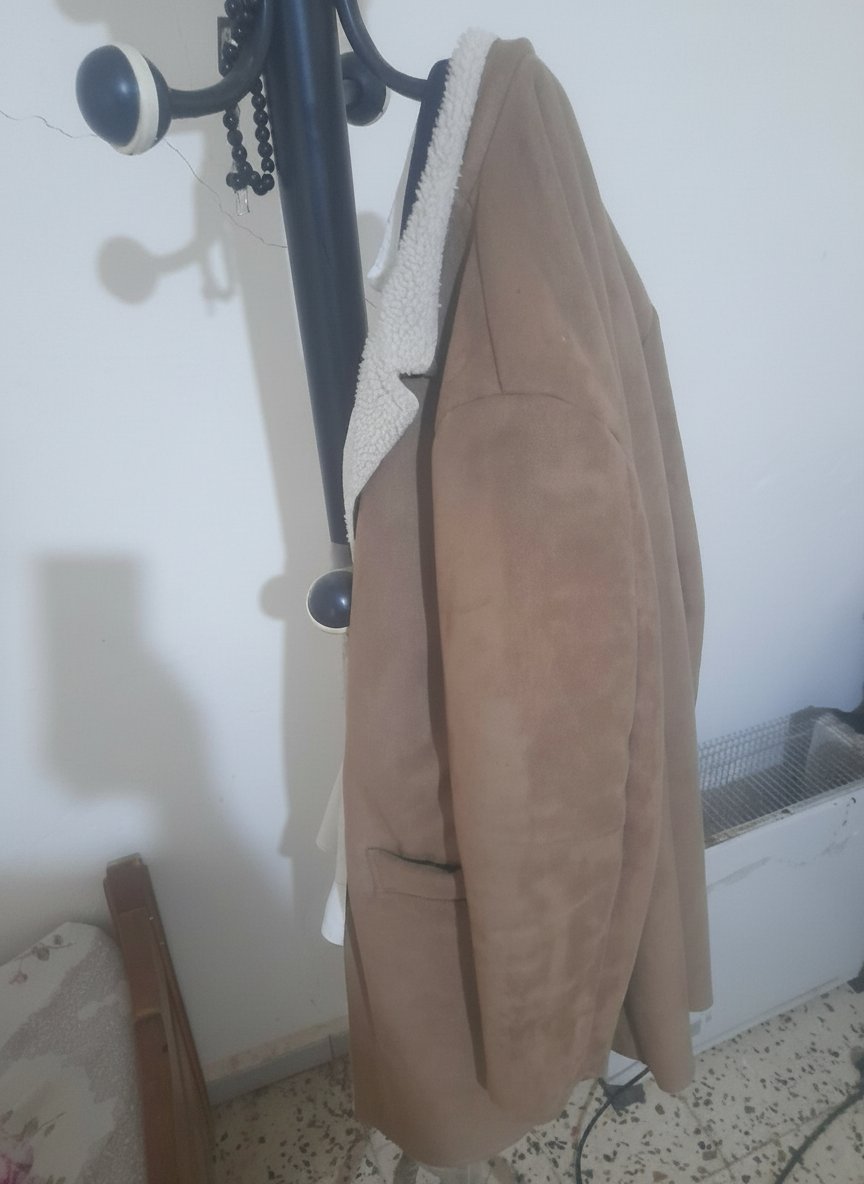 LAUREN RALPH LAUREN Leather-look coat with faux fur