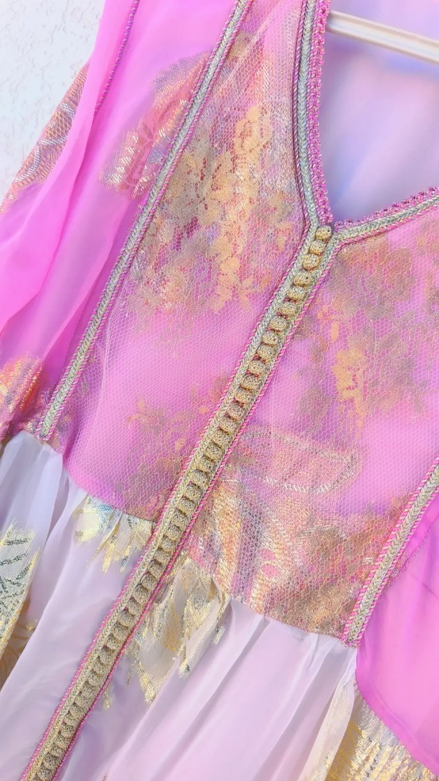 Caftan en patchwork rose