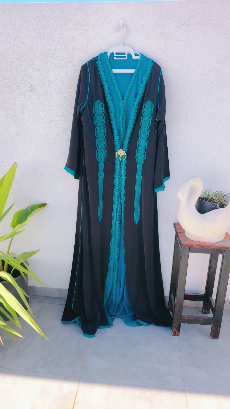 Caftan en crêpe de soie 2 pieces