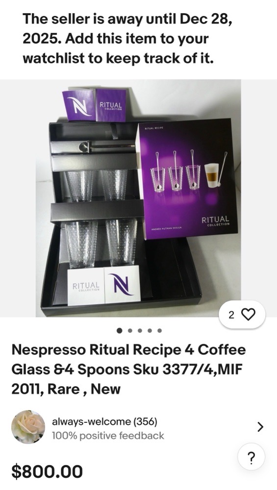 Collection Ritual de Nespresso, conçue par la designer Andrée Putman : Un ensemble de grands verres et cuillères pour café eau jus