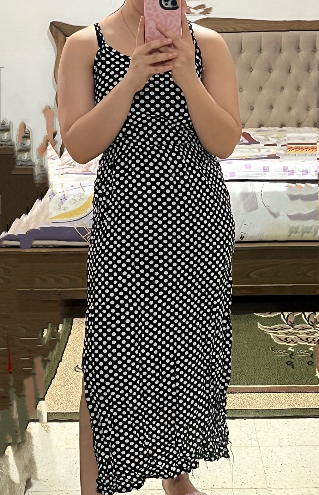Robe noir couton polkadot 