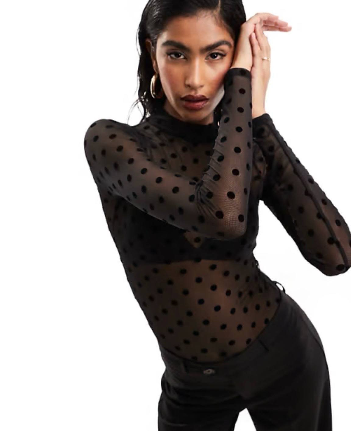 Pull transparent avec pois 