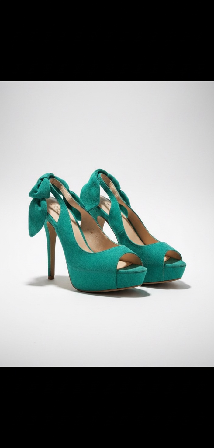Escarpin vert eau daim 