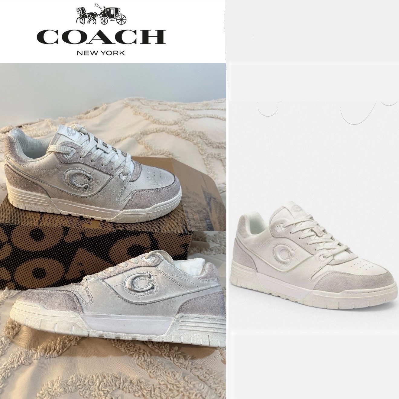 Baskets Coach gris et blanc - Logo C