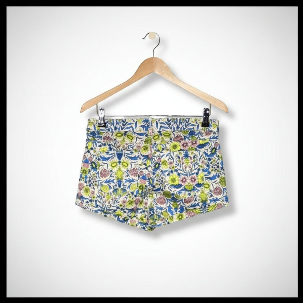 Superbe dhort en jean fleuri 