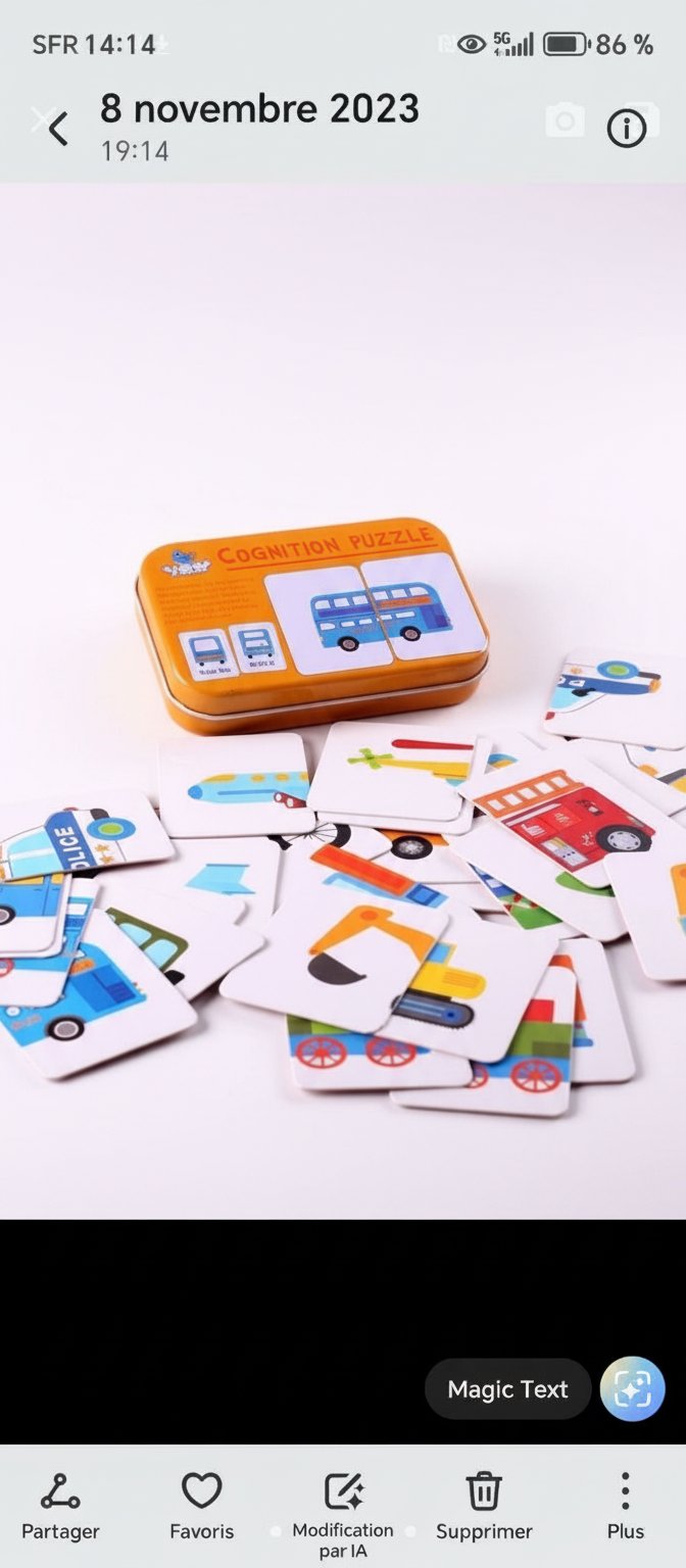 Boite métallique avec 32 cartes de jeu d'association 