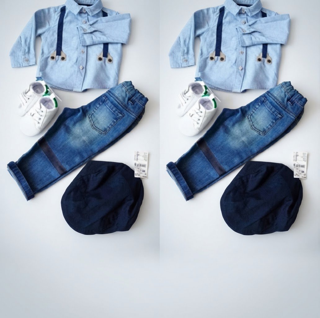 Tenue 3 pieces( jean / chemise + béret)