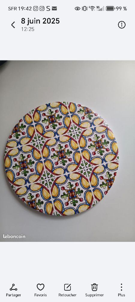 Superbe dessous de plat rond en céramique 
