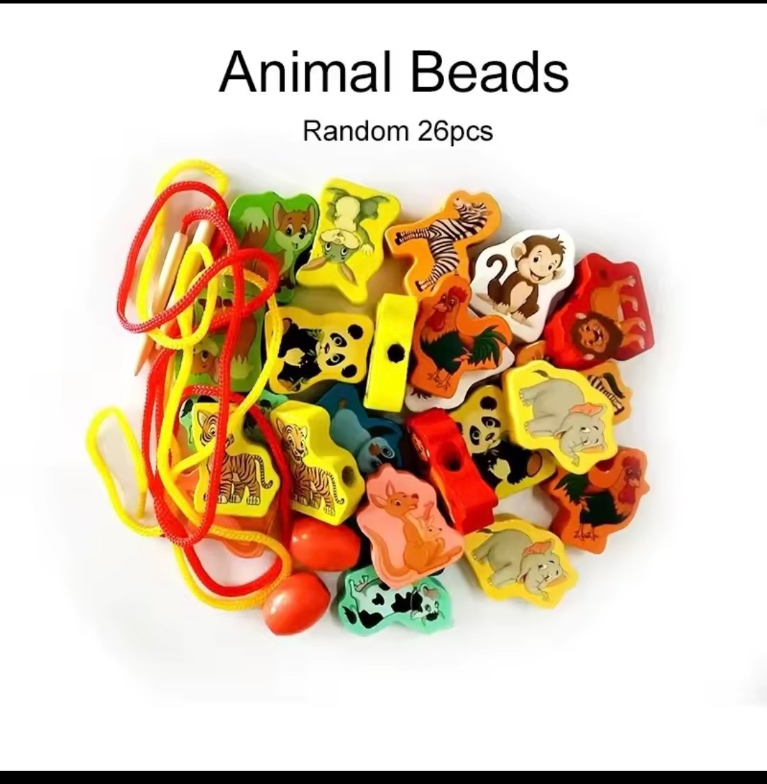 Superbe jeu de perles en bois animaux à enfiler 