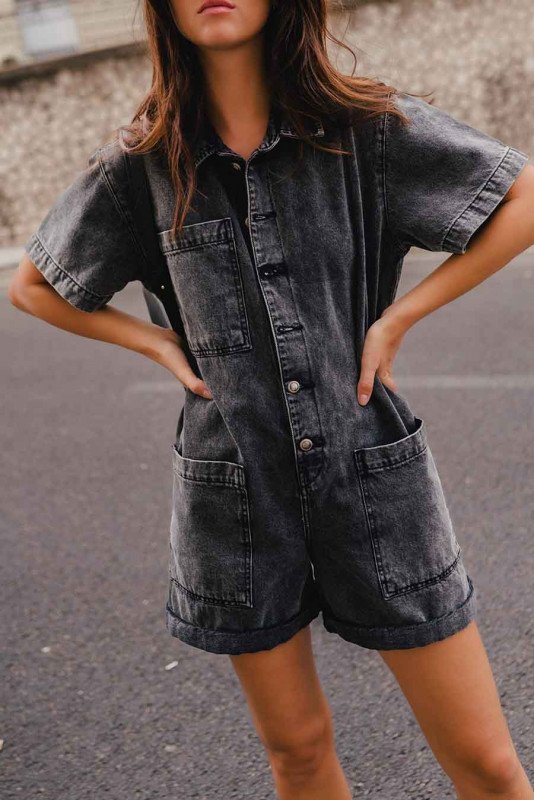 10/12 ans combishort jean gris 