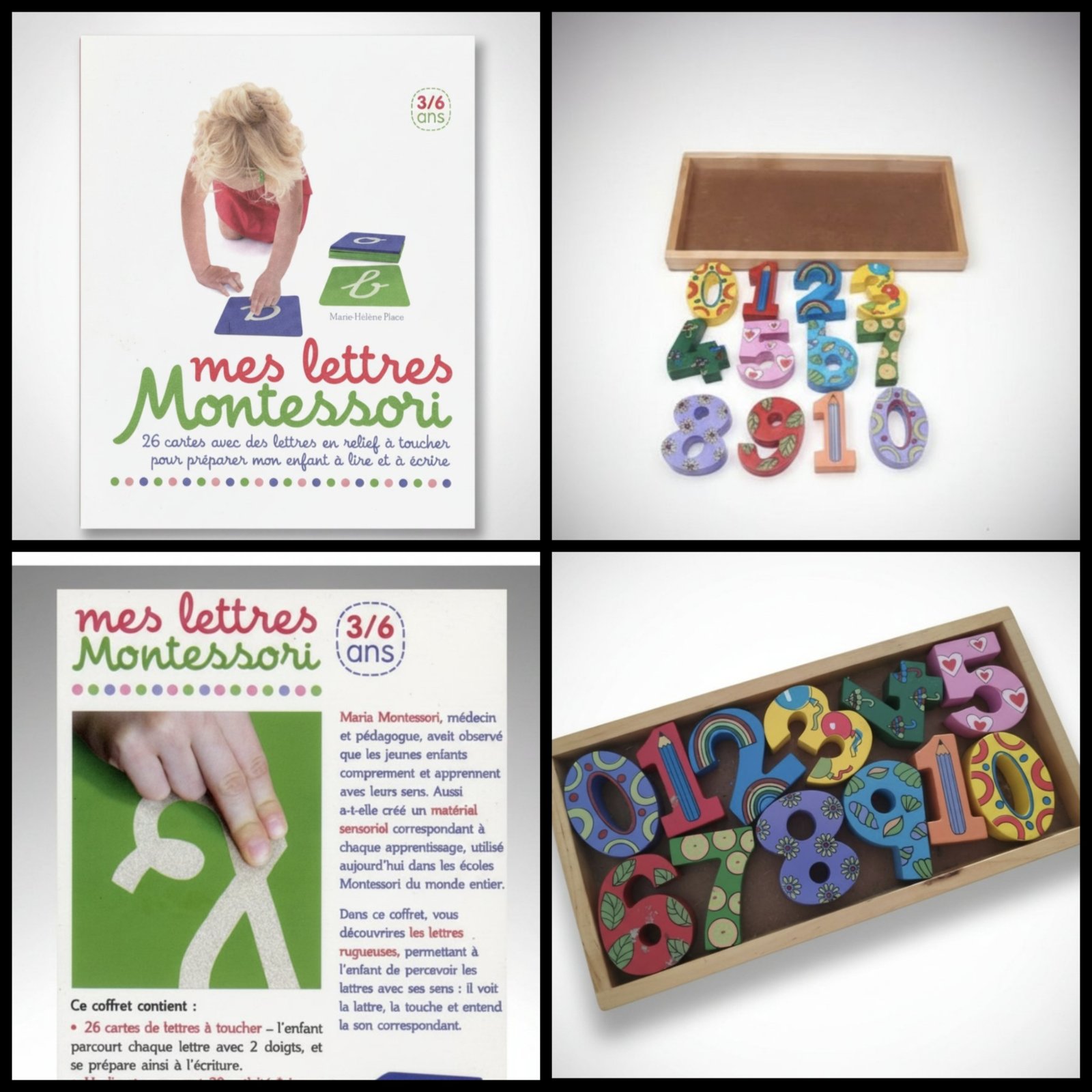 Superbe lot lettres Montessori+ coffret chiffres en bois 