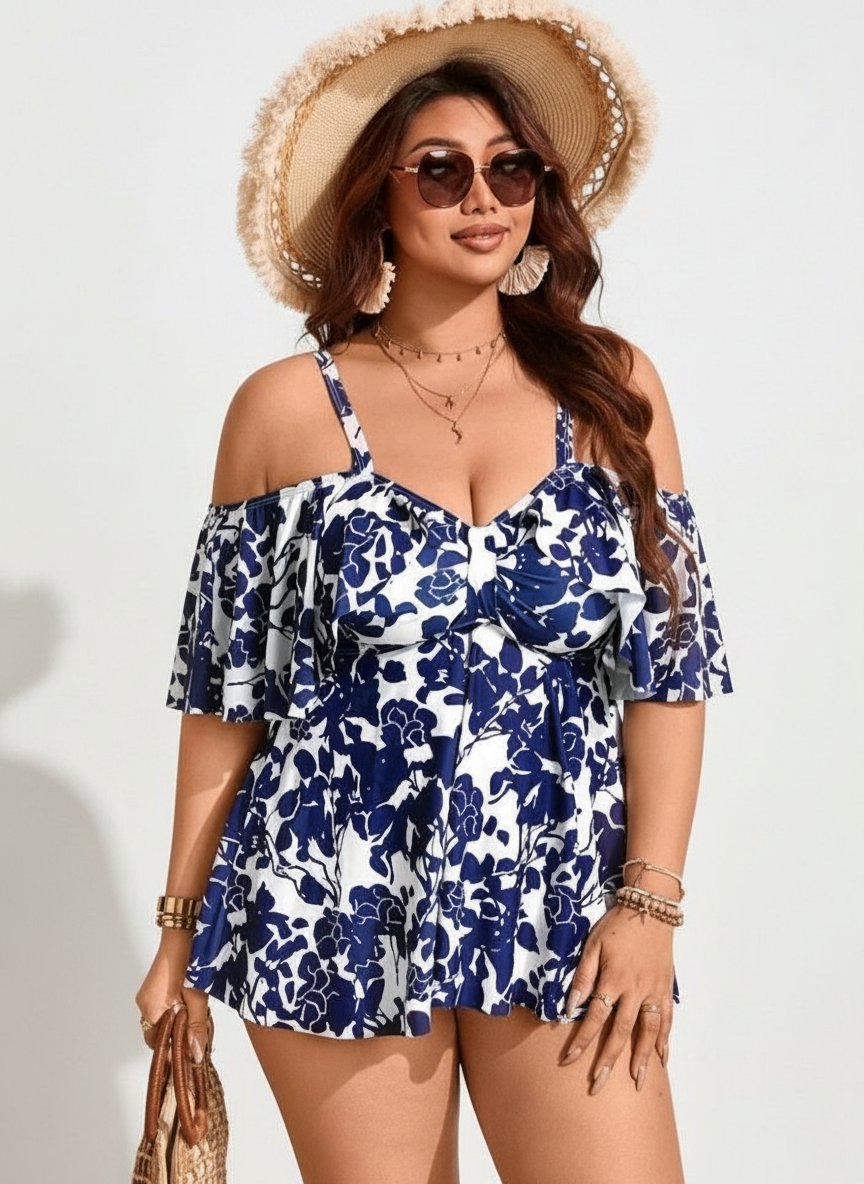 Maillot bleu et blanc tres chic 