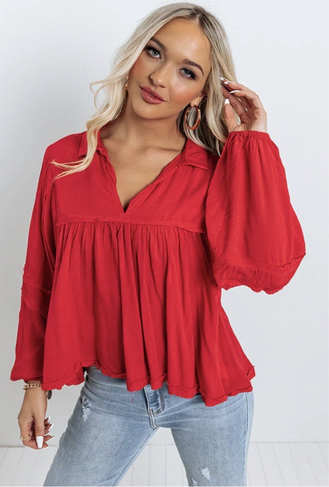 chemise fluide rouge 