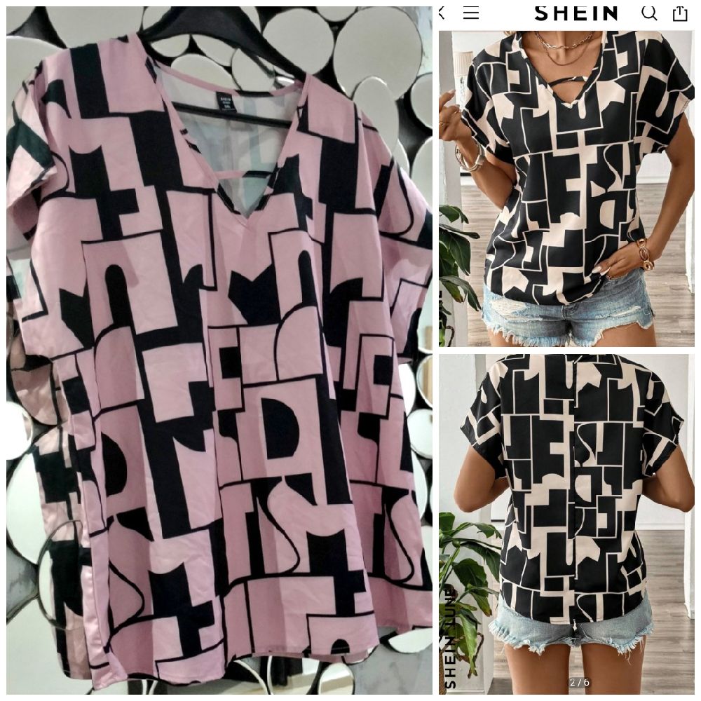 haut Shein style casual imprimé géométrique 