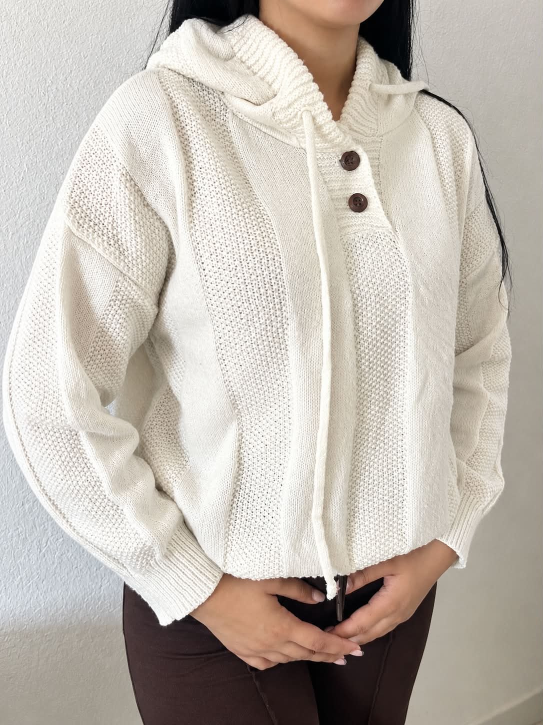 Pull capuche blanc