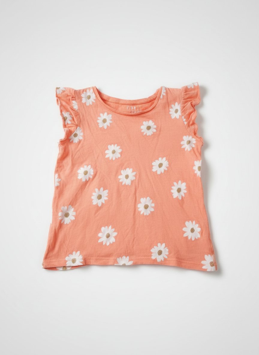 Pull orange avec fleurs 