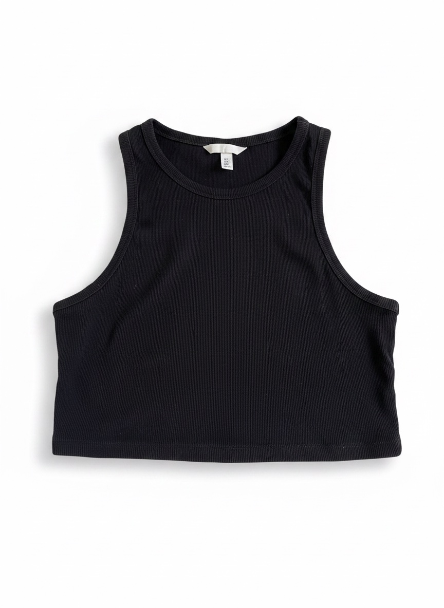 Crop top débardeur noir côtelé H&M