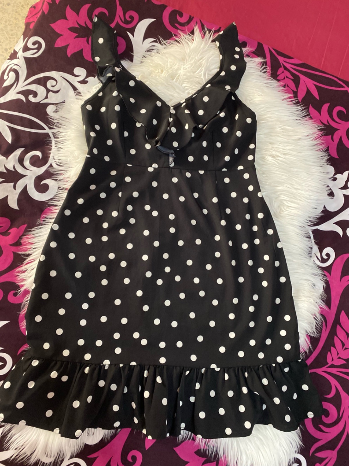 Robe polka dots noir 