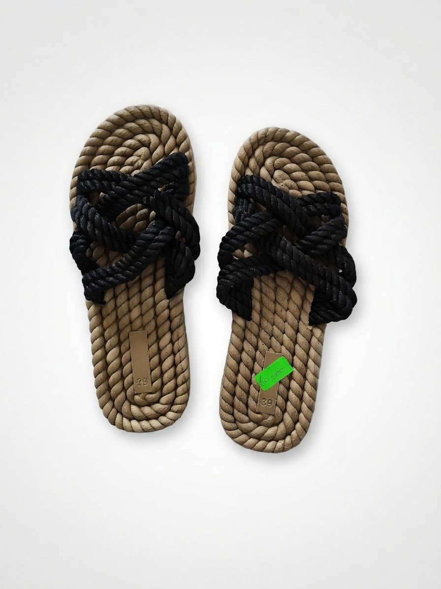Mules plastiques avec cordes tissés 