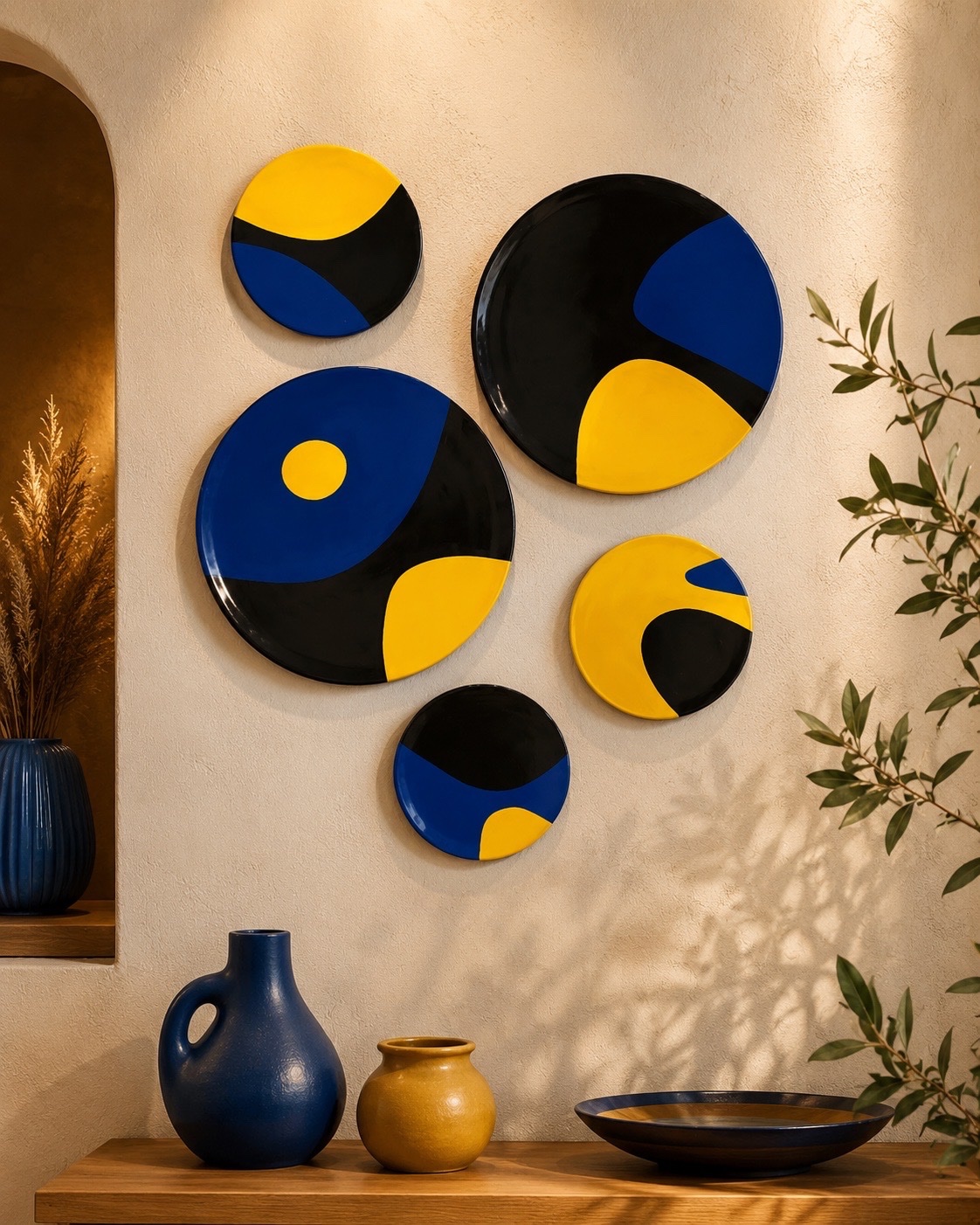 Serie  5 assiettes murales