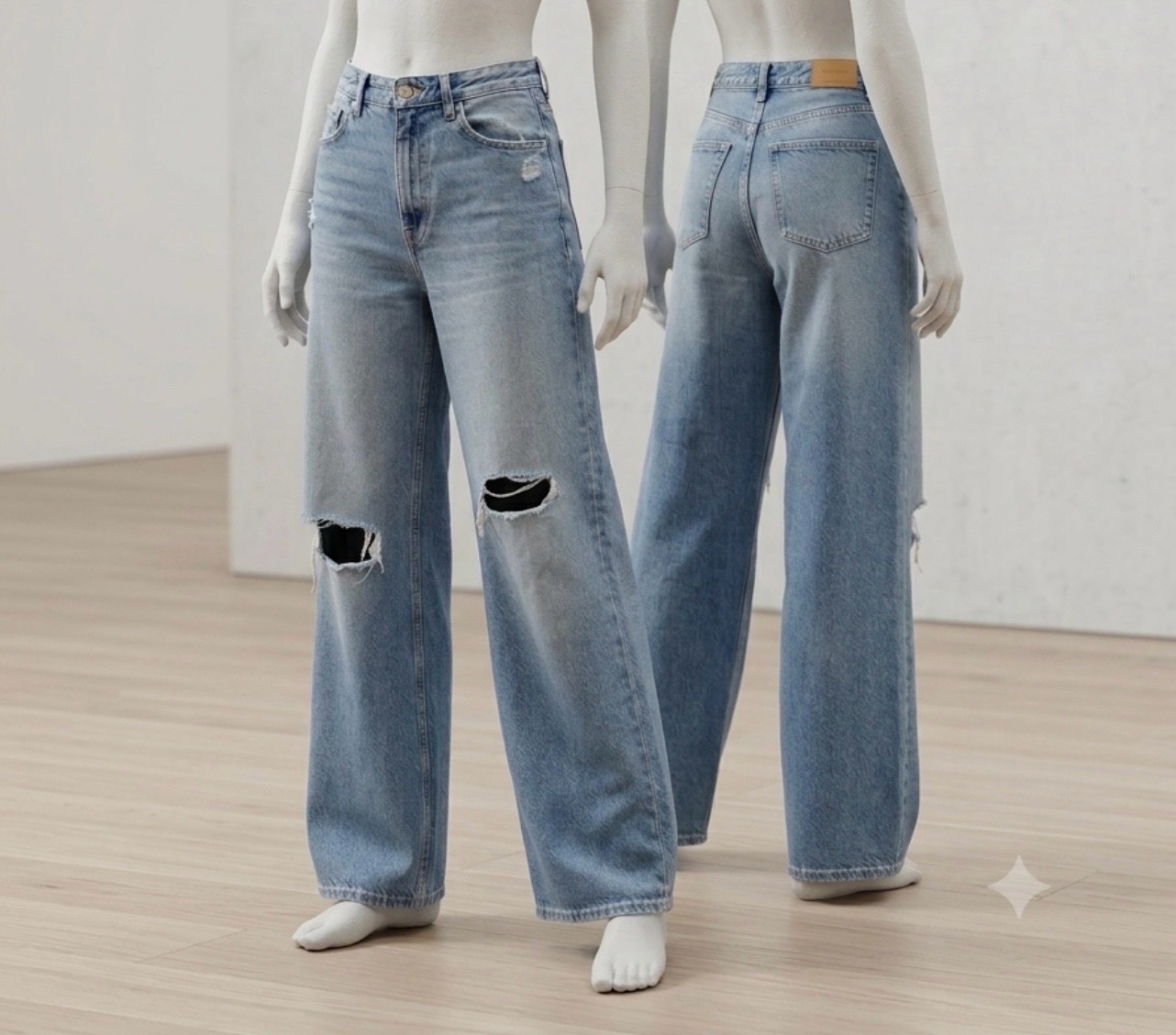 Jean large déchiré Bershka