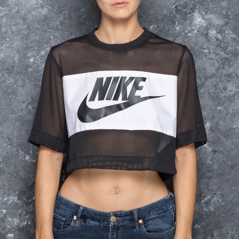 Crop top en mesh Nike noir et blanc