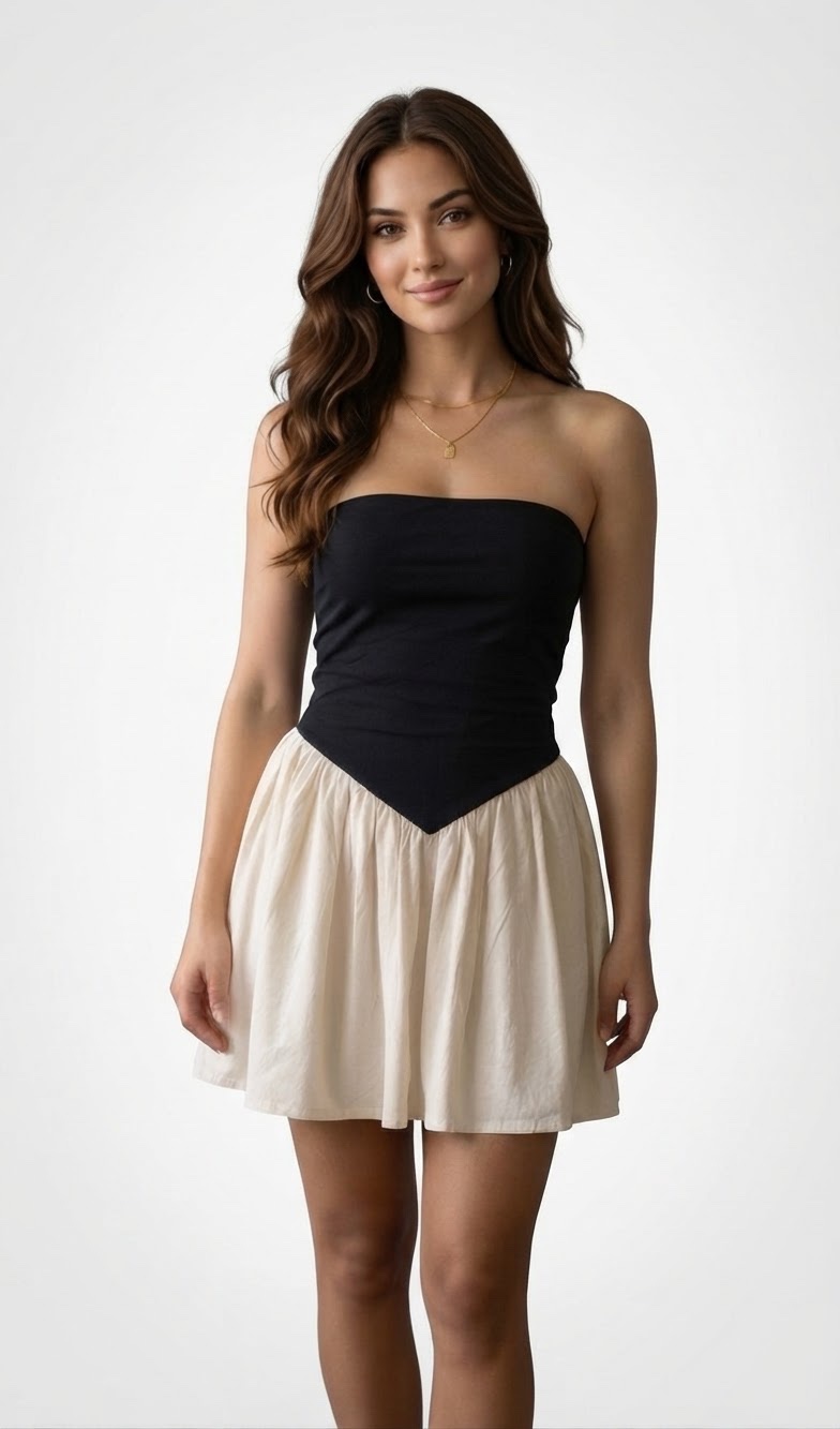 Robe bustier bicolore