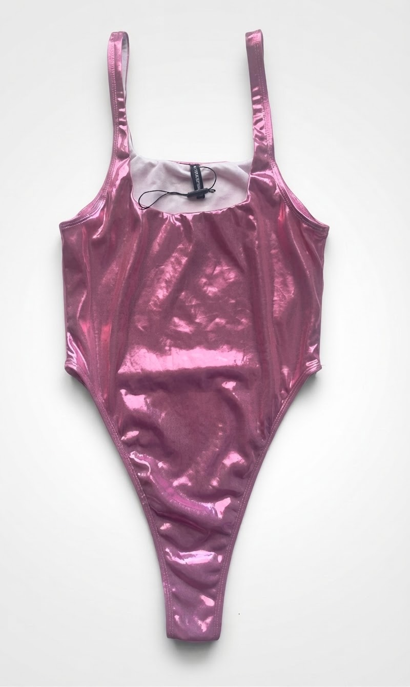 Maillot de bain 1 pièce rose métallisé