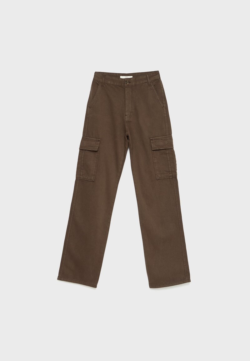 Pantalon cargo droit marron foncé
