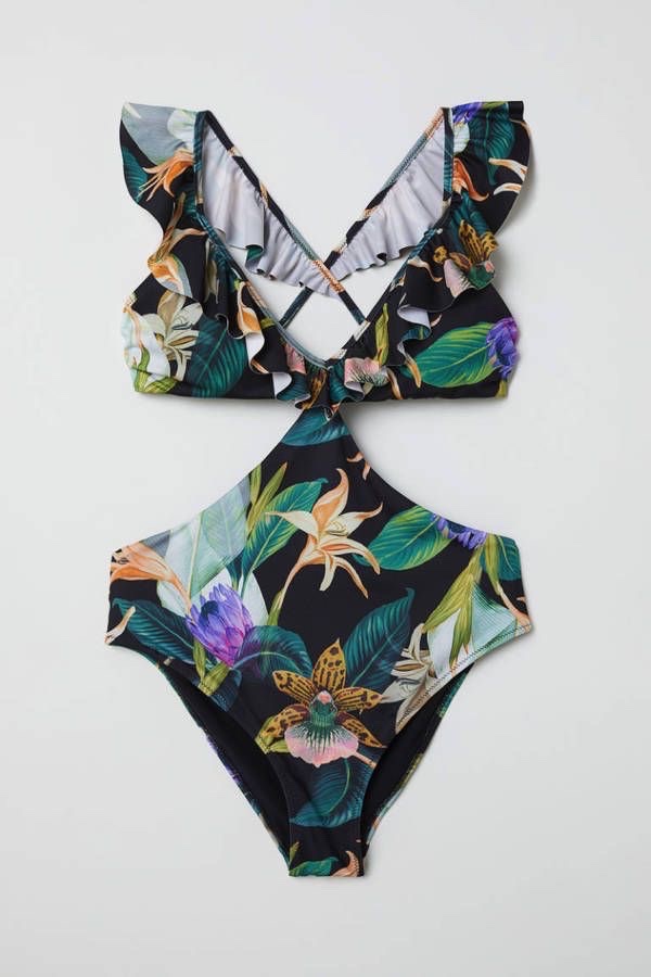 Maillot de bain 1 pièce Trikini fleuri tropical