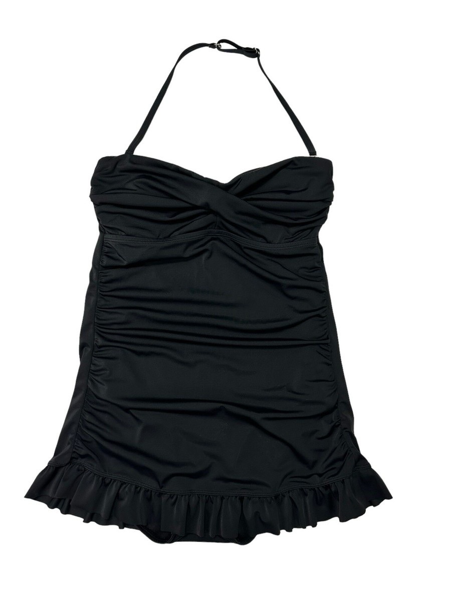  Maillot de bain une-pièce noir drapé et froncé 